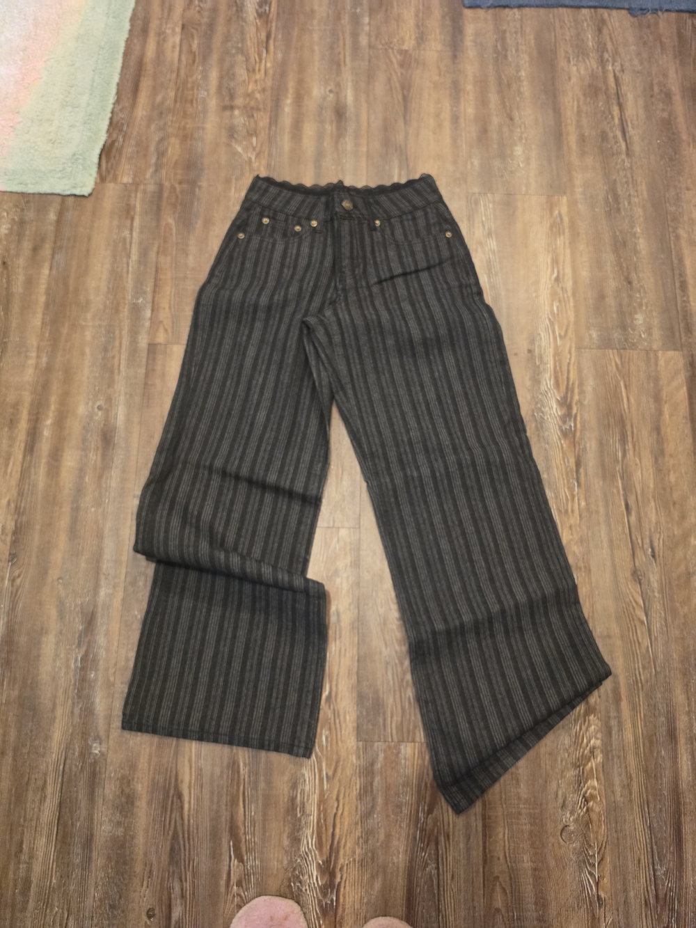 Edikted Black and Charcoal Pinstripe Trousers